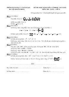 Đề thi học sinh giỏi - Năm học 2011 - 2012 môn thi: Toán lớp 8