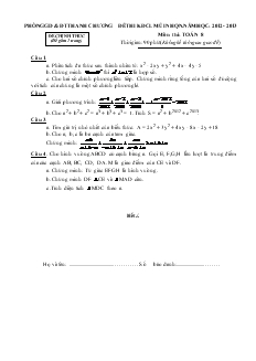 Đề thi kiếm định chất lượng mũi nhọn năm học: 2012 - 2013 môn thi: Toán 8