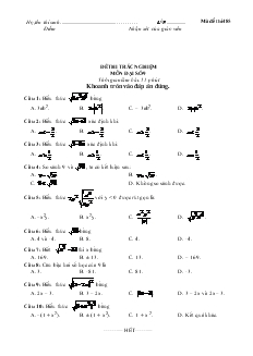 Đề thi trắc nghiệm môn Đại số 9 - Mã đề thi 485