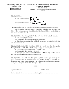 Đề thi tuyển sinh trung học phổ thông Năm học 2009-2010 Môn thi: Toán