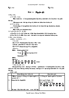 Giáo án Đại số 7 Tiết 10 – Hà Ngải