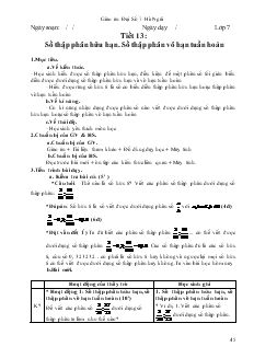 Giáo án Đại số 7 Tiết 13 – Hà Ngải