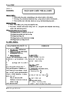Giáo án Đại số 8 (chi tiết) - Tiết 1: Nhân đơn thức với đa thức