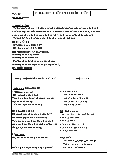 Giáo án Đại số 8 (chi tiết) - Tiết 15: Chia đơn thức cho đơn thức