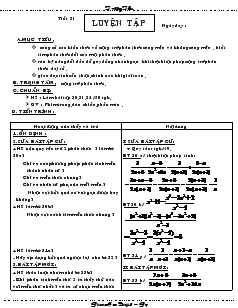 Giáo án Đại số 8 (chi tiết) - Tiết 31: Luyện tập