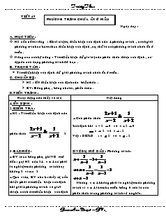 Giáo án Đại số 8 (chi tiết) - Tiết 47: Phương trình chứa ẩn ở mẫu