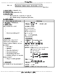 Giáo án Đại số 8 (chi tiết) - Tiết 48: Phương trình chứa ẩn ở mẫu (tiếp)