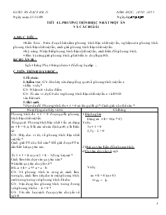 Giáo án Đại số 8 năm học 2010- 2011