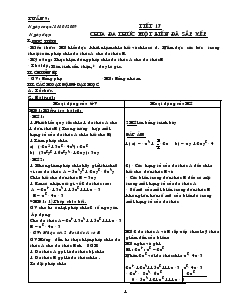 Giáo án Đại số 9 Tuần 9 Tiết 17 Chia đa thức một biến đã sắp xếp