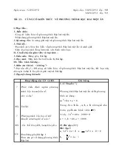 Giáo án Đại số Lớp 9A Tiết 21