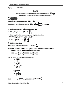 Giáo án dạy chiều Toán 9 - Quách Thị Hồng Ánh