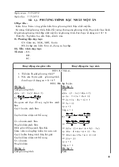 Giáo án dạy thêm môn Toán 8