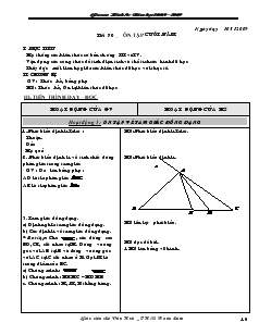 Giáo án Hình 8 năm học 2008 – 2009 Tiết 70 Ôn tập cuối năm