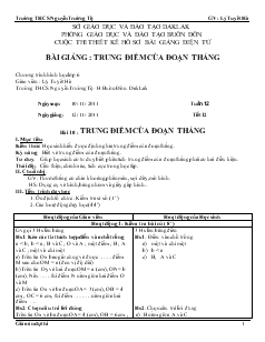 Giáo án Hình học 6 Trung điểm của đoạn thẳng