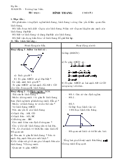 Giáo án Hình học 8 - Bài: Hình thang