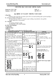 Giáo án hình học 8 chương III Tam giác đồng dạng Trường THCS Thuận Tiến