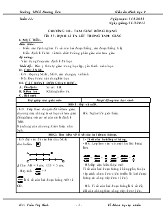 Giáo án Hình học 8 - Chương III - Trường THCS Hương Sơn