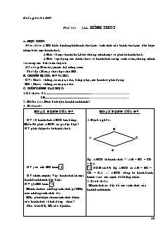 Giáo án Hình học 8 năm học 2009- 2010 Tiết 21 Hình Thoi