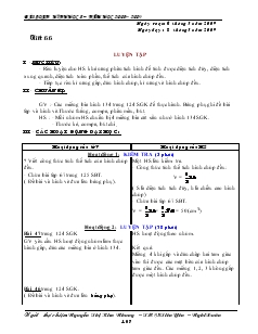 Giáo án Hình học 8 năm học 2009- 2010 Tiết 66 Luyện tập