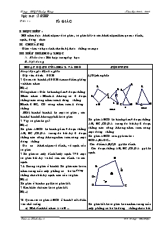 Giáo án Hình học 8 Tiết 1 Tứ Giác