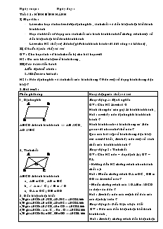 Giáo án Hình học 8 - Tiết 12: Hình bình hành