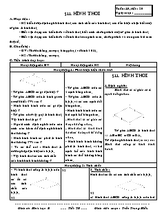 Giáo án Hình học 8 Tiết 20 Hình thoi