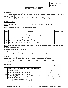 Giáo án Hình học 8 Tiết 25 Kiểm tra 1 tiết