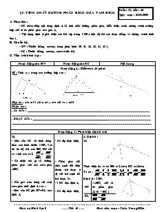 Giáo án Hình học 8 Tiết 40 Tính chất đường phân giác của tam giác