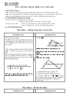 Giáo án Hình học 8 - Tiết 5: Đường trung bình của tam giác