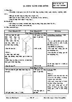 Giáo án Hình học 8 Tiết 59 Hình lăng trụ đứng