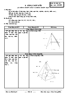 Giáo án Hình học 8 Tiết 63 Hình chóp đều và hình chóp cụt