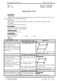 Giáo án Hình học 8 - Trường THCS ĐăK’Nông - Tiết 10: Hình bình hành