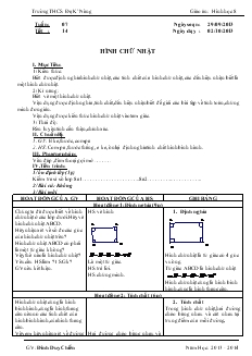 Giáo án Hình học 8 - Trường THCS ĐăK’Nông - Tiết 14: Hình chữ nhật