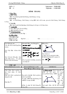 Giáo án Hình học 8 - Trường THCS ĐăK’Nông - Tiết 2: Hình thang