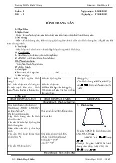 Giáo án Hình học 8 - Trường THCS ĐăK’Nông - Tiết 3: Hình thang cân