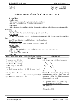 Giáo án Hình học 8 - Trường THCS ĐăK’Nông - Tiết 6: Đường trung bình của hình thang