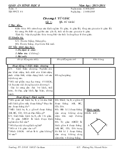Giáo án Hình học 8 tuần 1 đến tuần 4 năm học 2013-2014 trường PT DTNT THCS Cư Kuin