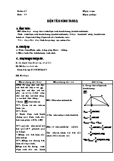 Giáo án Hình học 8 Tuần 19 Tiết 33 Diện tích hình thang