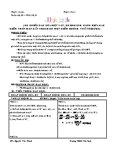 Giáo án Hình học 8 Tuần 28, 29 Tiết 50, 51 Thực hành: đo chiều cao của một vật, đo khoảng cách giữa hai điểm trên mặt đất trong đó một điểm không thể tới được