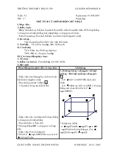 Giáo án Hình học 8 Tuần 32 Tiết 57 Thể tích của hình hộp chữ nhật