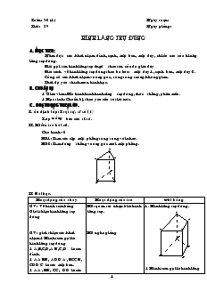 Giáo án Hình học 8 Tuần 32 Tiết 59 Hình lăng trụ đứng