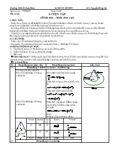 Giáo án Hình học 9 năm học 2008- 2009 Tiết 61, 62 Luyện tập (hình nón – hình nón cụt)