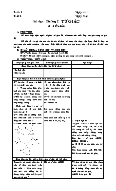 Giáo án Hình học lớp 8 (chi tiết) - Tiết 1: Tứ giác