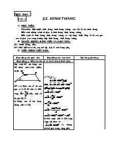 Giáo án Hình học lớp 8 (chi tiết) - Tiết 2: Hình thang