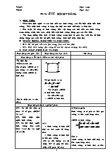 Giáo án Hình học lớp 8 (chi tiết) - Tiết 22: Hình vuông