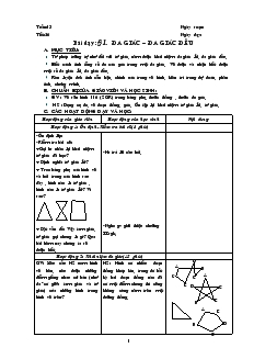 Giáo án Hình học lớp 8 (chi tiết) - Tiết 26: Đa giác đa giác đều