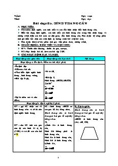 Giáo án Hình học lớp 8 (chi tiết) - Tiết 3: Hình thang cân