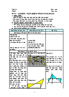 Giáo án Hình học lớp 8 (chi tiết) - Tiết 30: Luyện tập diện tích tam giác