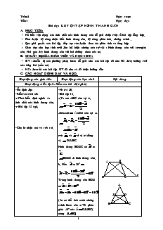 Giáo án Hình học lớp 8 (chi tiết) - Tiết 4: Luyện tập hình thang cân