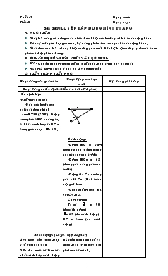 Giáo án Hình học lớp 8 (chi tiết) - Tiết 9: Luyện tập dựng hình thang